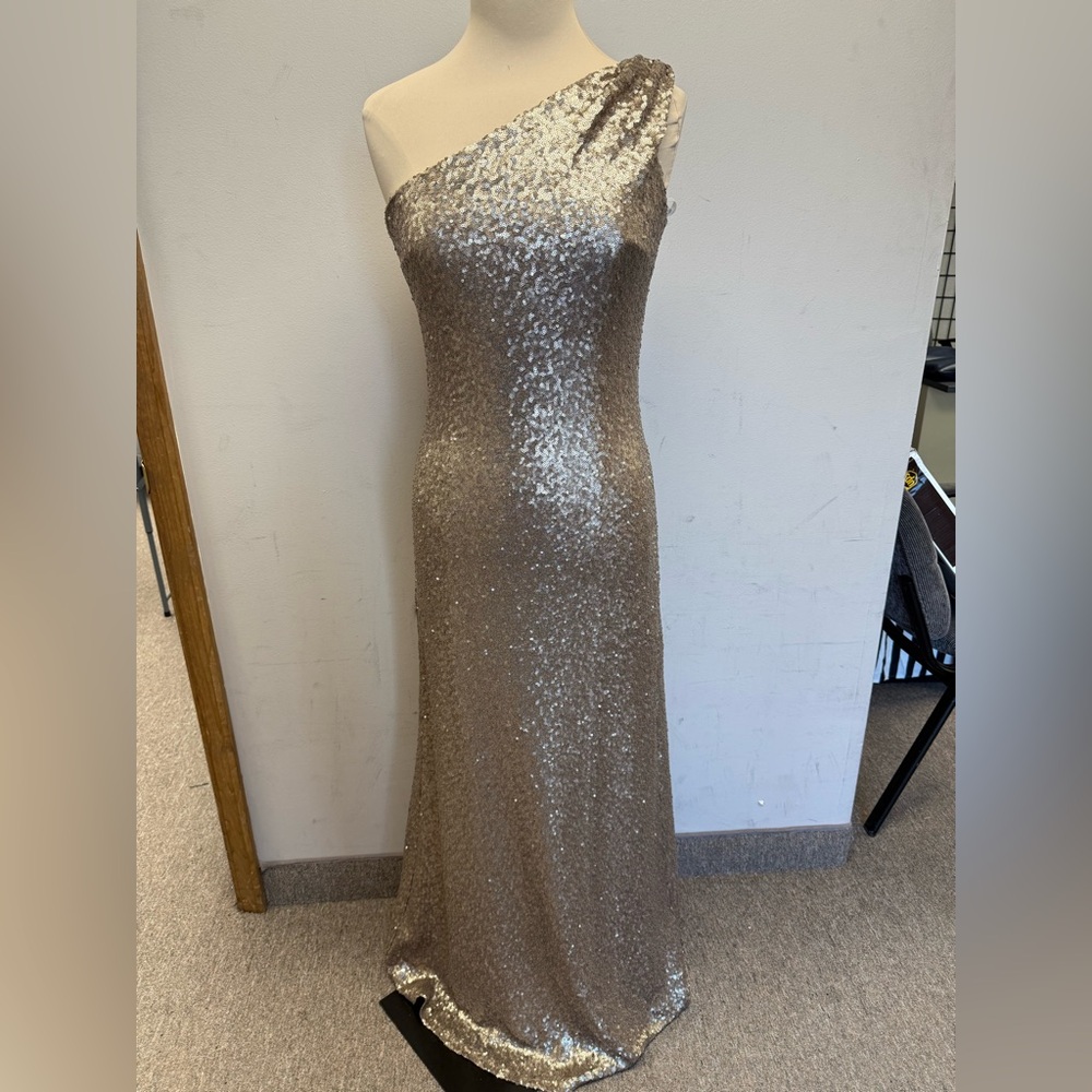 Elegant bronze Sequin One-Shoulder Dress